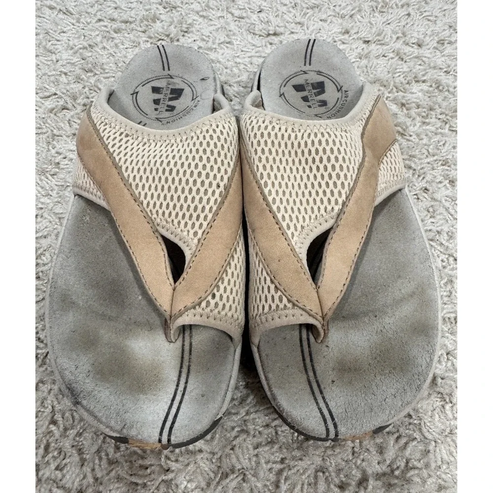Merrell Belluna Breeze Bamboo Mesh Thong Toe Loop Slide Sandals Women's 6 Beach
